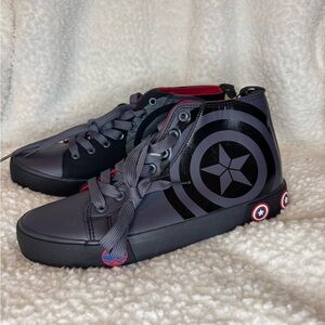 Black and Gray High-Top Sneakers with Star Design